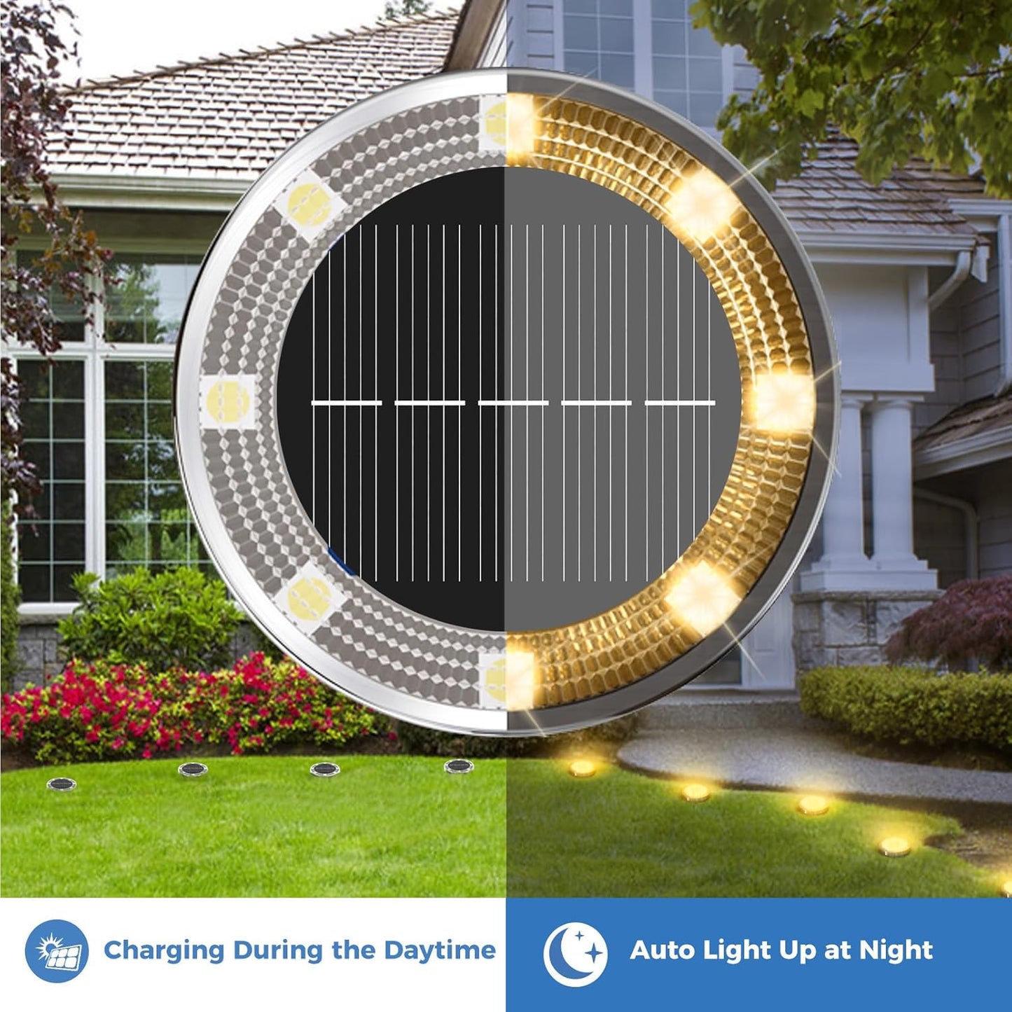 Peasur Solar Bodenleuchten 6 Stück – 8 LED Solarlampen für Garten, Weg & Terrasse, Wetterfest, Warmweiß