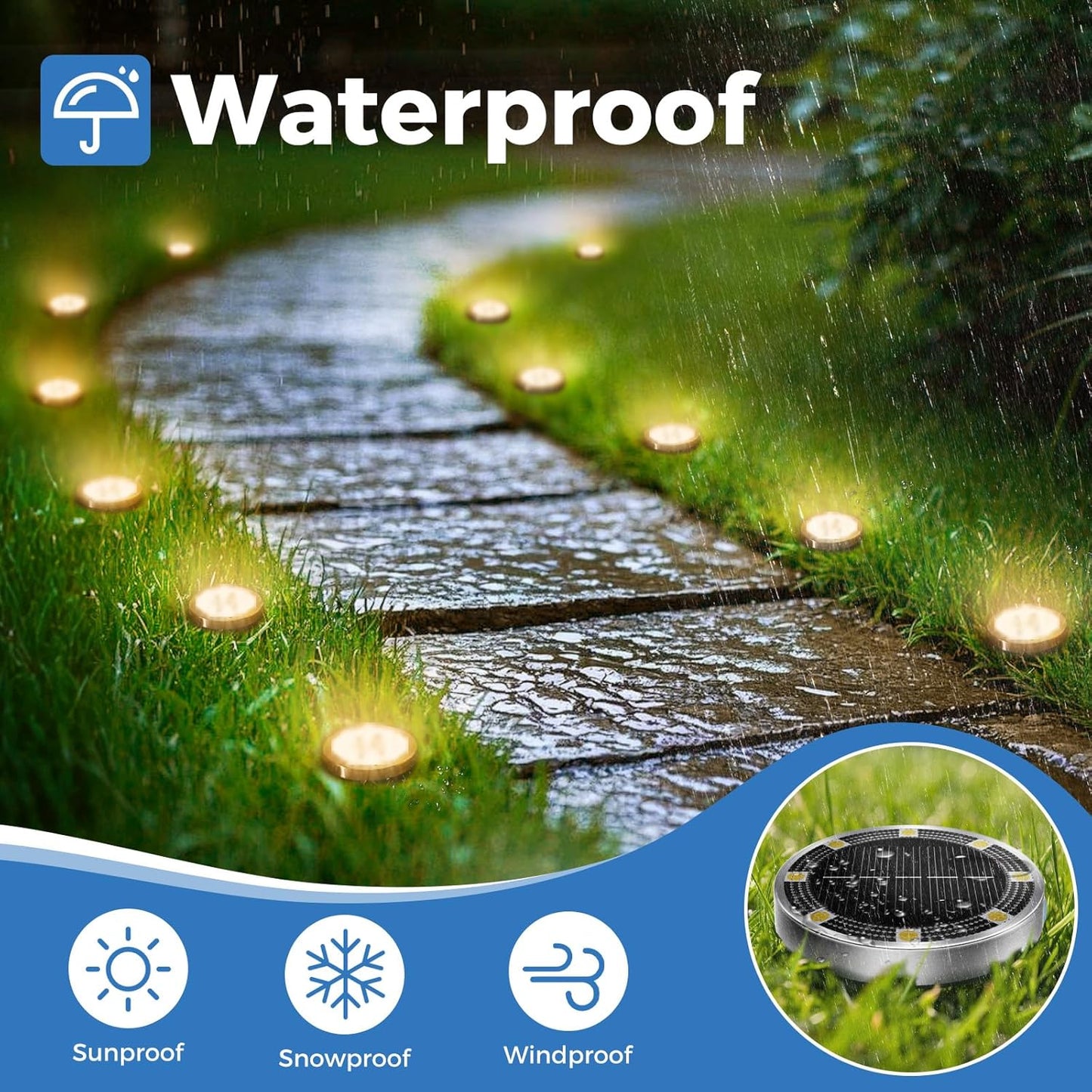 Peasur Solar Bodenleuchten 6 Stück – 8 LED Solarlampen für Garten, Weg & Terrasse, Wetterfest, Warmweiß