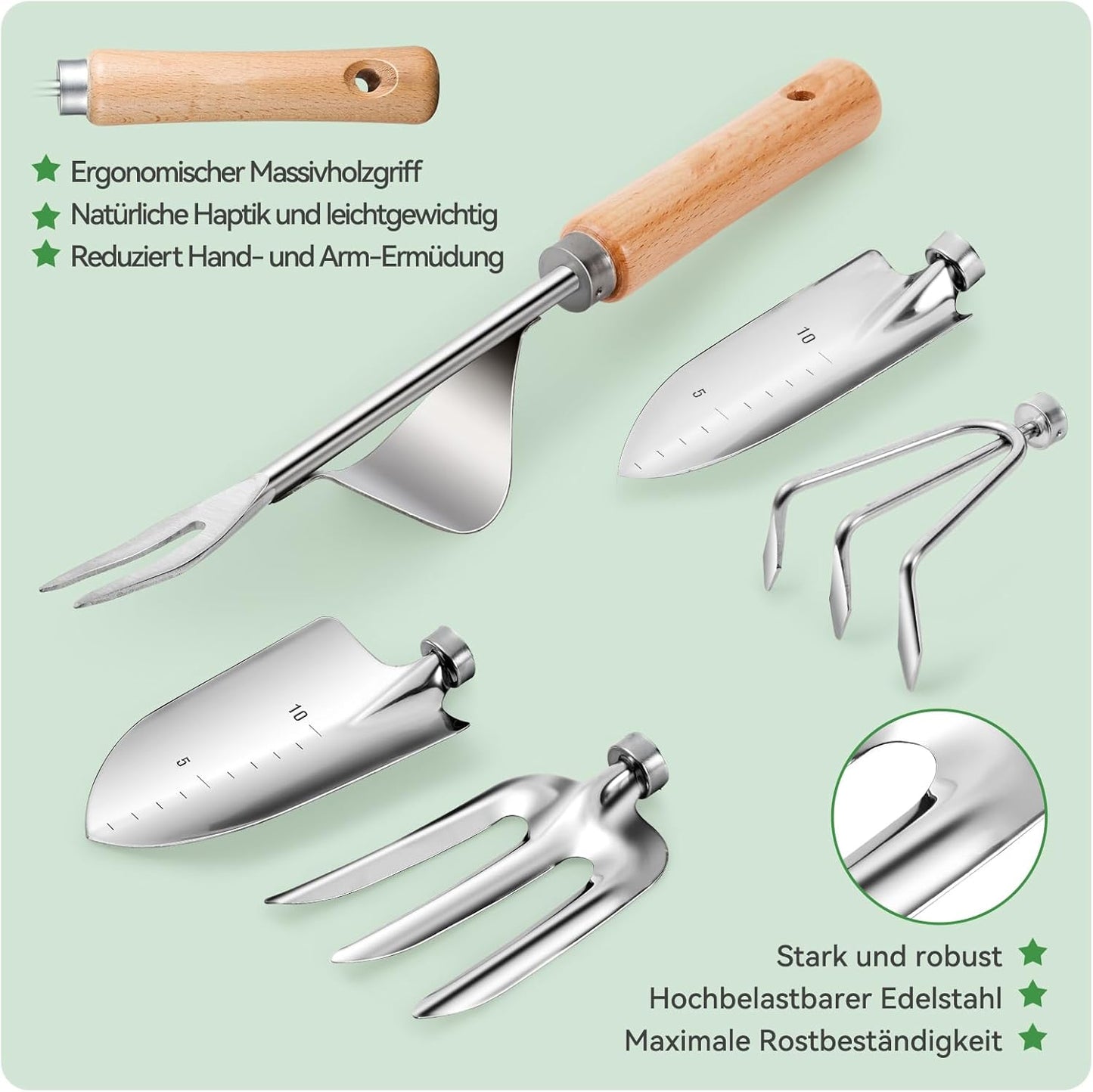 Grenebo Gartenwerkzeug Set 9-tlg. – Gartengeräte mit Organizer Tasche, Gartenzubehör für Gartenliebhaber