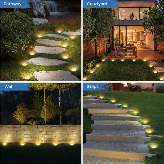 Peasur Solar Bodenleuchten 6 Stück – 8 LED Solarlampen für Garten, Weg & Terrasse, Wetterfest, Warmweiß