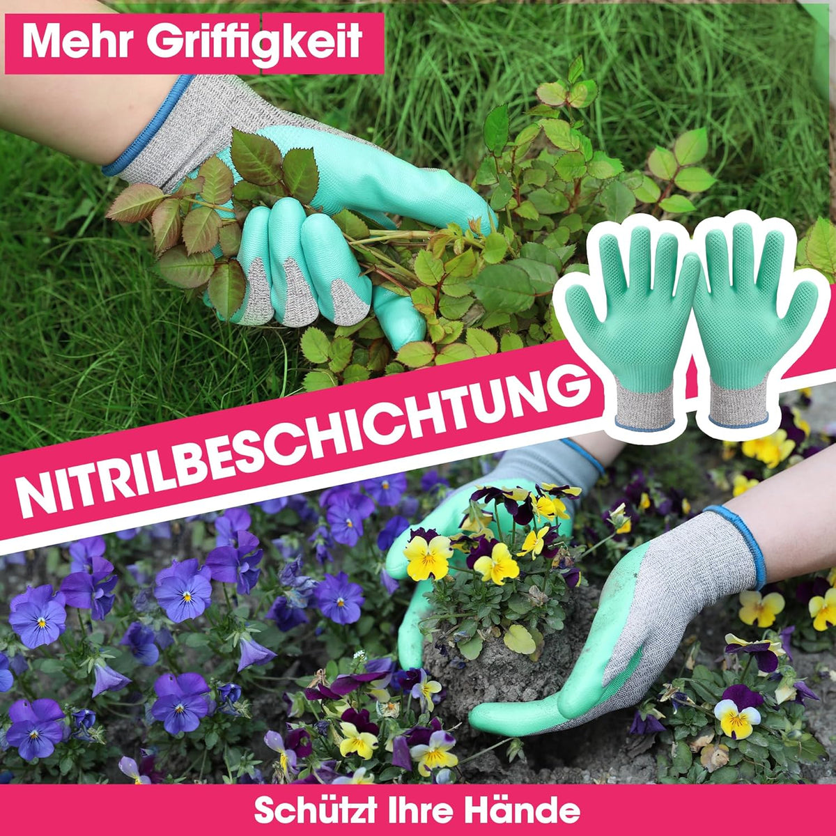 WORKPRO Gartenwerkzeug Set 4-tlg. – Gartengeräte Set mit Handschuhen & Geschenkverpackung, Rosa